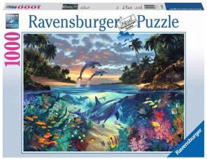 Puzzle de delfines en el trópico de 1000 piezas de Ravensburger - Los mejores puzzles de delfines acuáticos - Puzzle de animales