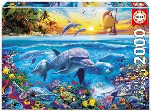 Puzzle de familia de delfines 2000 piezas de Ravensburger - Los mejores puzzles de delfines - Puzzles de animales