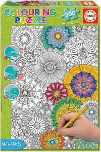 Los mejores puzzles para colorear - Puzzle de flores para colorear de 300 piezas de Educa