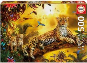 Los mejores puzzles de Leopardos - Puzzle de familia de leopardos de 500 piezas