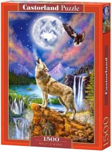 Los mejores puzzles de lobos - Puzzle de 1500 piezas de lobo aullando a la luna