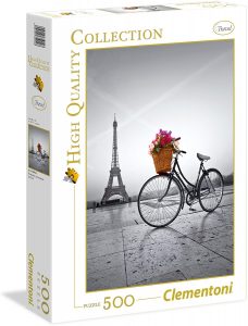 Puzzle de Torre Eiffel y bici de Francia de 500 piezas de Clementoni - Los mejores puzzles de París de Francia - Puzzles de ciudades del mundo