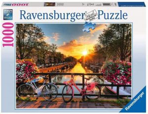 Puzzle de anochecer en Ámsterdam de 1000 piezas de Ravensburger - Los mejores puzzles de Ámsterdam en Holanda - Puzzles de ciudades del mundo
