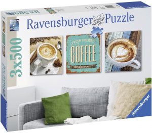 Puzzle de cafe de 3 x 500 piezas de Hora del café - Los mejores puzzles de cafe