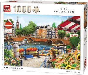 Puzzle de canales de Ámsterdam de 1000 piezas de King - Los mejores puzzles de Ámsterdam en Holanda - Puzzles de ciudades del mundo