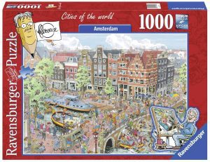 Puzzle de pintando Ámsterdam de 1000 piezas de Ravensburger - Los mejores puzzles de Ámsterdam en Holanda - Puzzles de ciudades del mundo