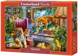 Puzzle de tigres saliendo del cuadro de Castorland de 3000 piezas - Los mejores puzzles de tigres
