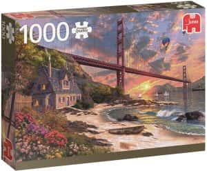 Puzzles San Francisco - Puzzle dibujo del Puente de San Francisco con barco de 1000 piezas