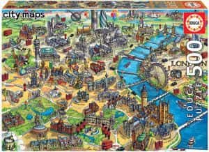 Puzzles de Londres - Puzzle animado del mapa de Londres de 500 piezas de Educa