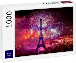 Puzzles de París - Puzzle de París de 1000 piezas de la Torre Eiffel con fuegos artificiales