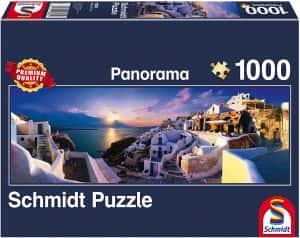 Puzzles de Santorini en Grecia - Puzzle de 1000 piezas de las casas de Santorini de Schmidt panorama