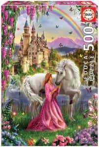 Puzzles de Unicornios - Puzzle de unicornio, princesa y castillo de 500 piezas