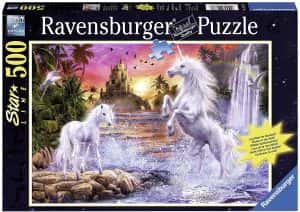 Puzzles de Unicornios - Puzzle de unicornios que brillan en la oscuridad de Ravensburger de 500 piezas