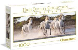 Puzzles de caballos - Puzzle de panorama de caballos blancos de Clementoni de 1000 piezas