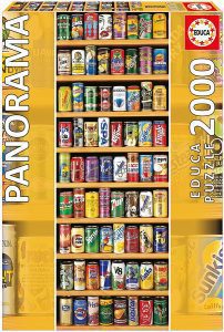 Puzzles de cervezas - Puzzle panorámico de latas de refrescos y cervezas de 2000 piezas