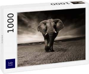 Puzzles de elefantes - Puzzle de elefante en blanco y negro de 1000 piezas