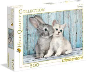 Puzzles de gatos - Puzzle de gato y conejo de 500 piezas