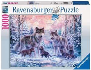 Puzzles de lobos - Puzzle de familia de lobos en la nieve de 1000 piezas