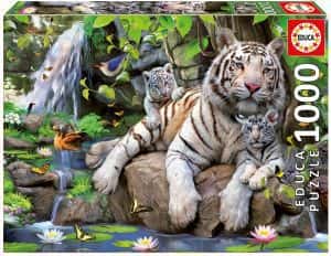 Puzzles de tigres - Puzzle de familia de tigres blancos de 1000 piezas
