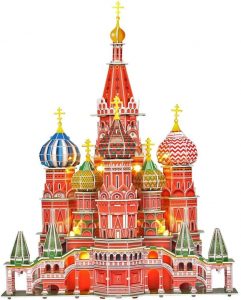 Los mejores puzzles de Moscú - Puzzle de la Catedral de San Basilio de Moscú en 3D de 224 piezas con LED