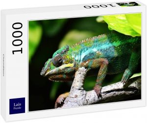 Los mejores puzzles de camaleones - Puzzle de 1000 piezas de camaleón verde y azul