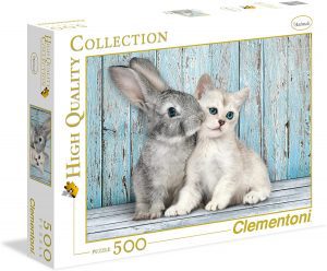 Los mejores puzzles de conejos y liebres - Puzzle de 500 piezas de conejo y gato de clementoni