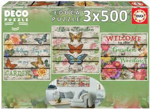 Los mejores puzzles de mariposas - los mejores puzzles de Butterfly - Puzzle de 3x500 piezas de jardín de las mariposas