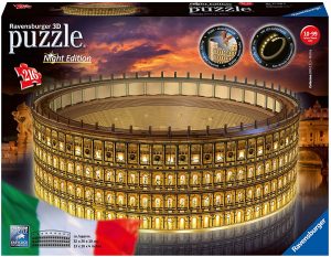 Los mejores puzzles del coliseo de Roma - Puzzle del coliseo de Roma en 3D de Ravensburger de 216 piezas de noche