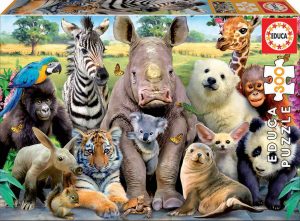 Puzzle de selfie de animales de Educa de 300 piezas - Los mejores puzzles de rinocerontes