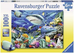 Puzzle de tiburones de 300 piezas de Ravensburger - Los mejores puzzles de tiburones acuáticos - Puzzle de animales