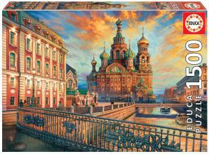 Puzzles de San Petersburgo - Puzzle de 1500 piezas de la iglesia del Salvador sobre la sangre derramada de San Petersburgo