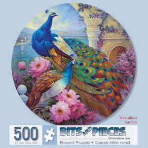 Los mejores puzzles circulares redondos - Puzzle de circular de pavos reales de 500 piezas de Bits and Pieces