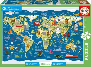 Los mejores puzzles de Mapamundi - Puzzle de Mapa del mundo para niÃ±os de 200 piezas de Educa