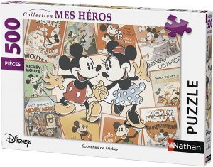 Los mejores puzzles de Mickey Mouse - Puzzle de Mickey Mouse y Minnie Mouse Retro de 500 piezas de Nathan