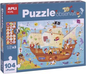 Los mejores puzzles de Piratas - Puzzle de Barco de piratas de 104 piezas de Apli Kids