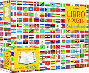 Los mejores puzzles de banderas del mundo - Puzzle de banderas del mundo de 300 piezas con libro para colorear