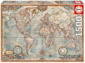 Los mejores puzzles de banderas del mundo - Puzzle de mapamundi de banderas del mundo de 1500 piezas de Educa