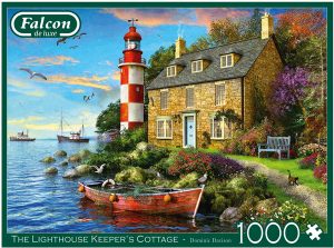 Los mejores puzzles de faros - Puzzle de Faro con Cabaña de 1000 piezas de Falcon Jumbo - Puzzle de Faro