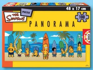 Los mejores puzzles de los Simpsons - Puzzle de panorama de personajes de los Simpsons surf de 100 piezas de Educa