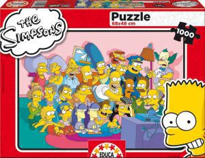 Los mejores puzzles de los Simpsons - Puzzle de personajes de los Simpsons en el sofá de 1000 piezas de Educa
