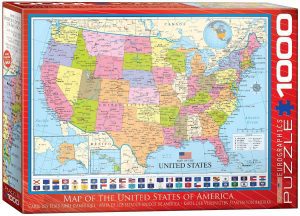 Los mejores puzzles de mapa de EEUU - Puzzle de mapa de EEUU de 1000 piezas de Eurographics