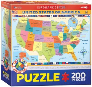 Los mejores puzzles de mapa de EEUU - Puzzle de mapa de EEUU de 200 piezas de Eurographics