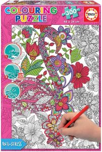 Los mejores puzzles para colorear - Puzzle de flamencos para colorear de 300 piezas de Educa