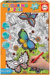Los mejores puzzles para colorear - Puzzle de mariposas para colorear de 300 piezas de Educa