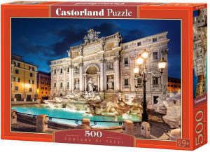 Puzzle de la Fontana di Trevi de noche de 500 piezas de Castorland - Los mejores puzzles de monumentos del mundo - Puzzle de la Fontana de Trevi