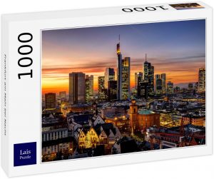 Puzzle de noche en Frankfurt de Alemania de 1000 piezas de Lais - Los mejores puzzles de Frankfurt de Alemania - Puzzles de ciudades del mundo