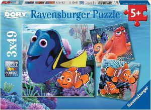 Puzzle de personajes de Buscando a Nemo de 3 x 49 piezas de Ravensburger - Los mejores puzzles de Disney Pixar - Puzzle de Buscando a Nemo y Dory de Disney Pixar