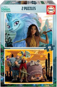 Puzzle de personajes de Raya y el último dragón de 2x48 piezas de Clementoni - Los mejores puzzles de Raya