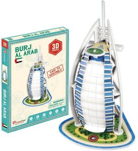 Los mejores puzzles de Dubai - Puzzle de ciudades del mundo - Puzzle de Burj Al Arab en 3D de Dubai de 17 piezas