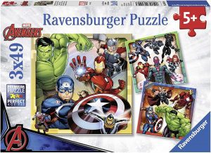 Los mejores puzzles de Marvel - Puzzle de héroes de Marvel de 3x49 de Ravensburger - Puzzles de personajes de Marvel